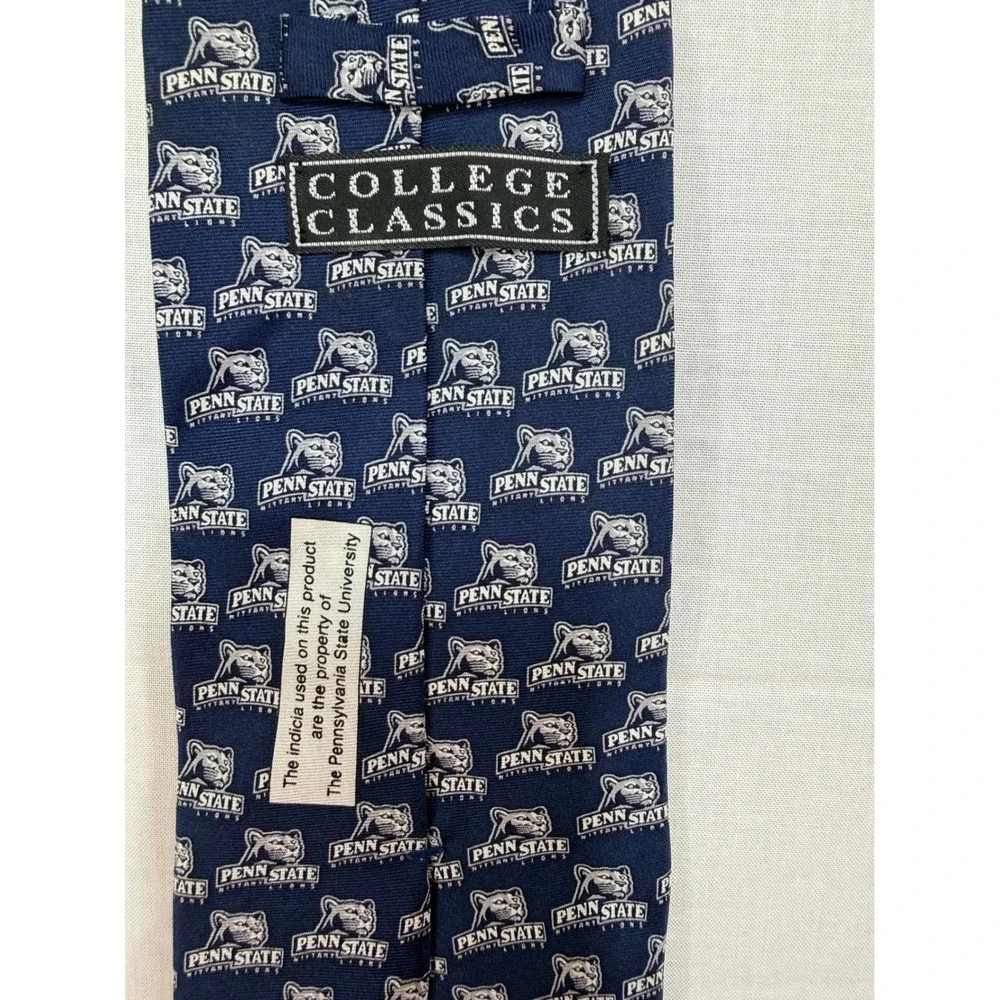 College Classics Penn State Nittany‎ Lions Navy Blue Silk Logo Necktie PSU Mens